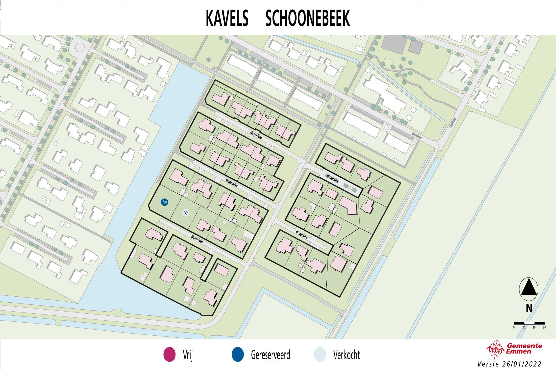 Kaart met kavels in Schoonebeek