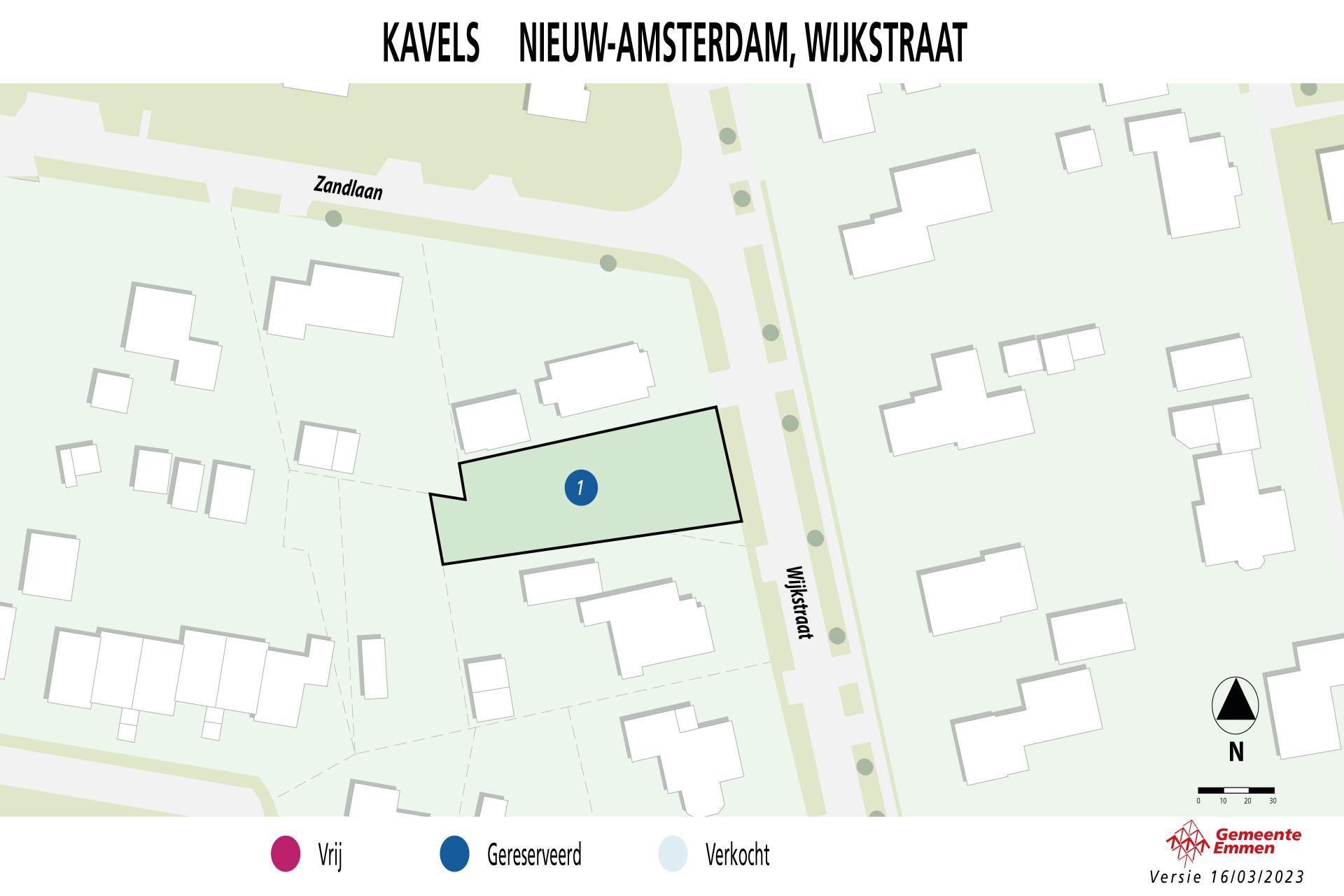 Kaart met kavels in Nieuw-Amsterdam