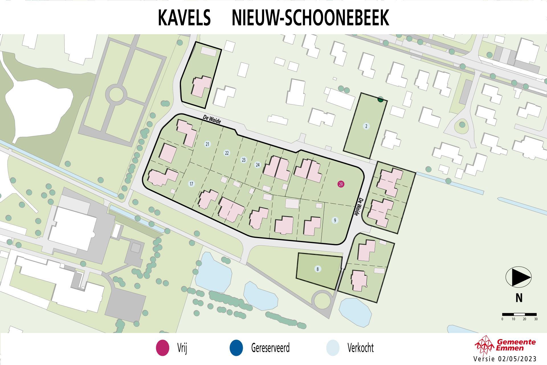 Kaart met kavels in Nieuw-Schoonebeek